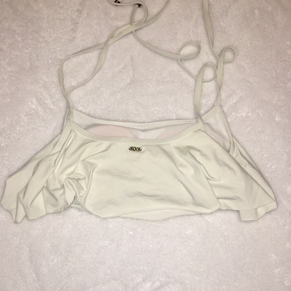 Roxy White Ruffle Swimsuit Top (Size Small) - Picture 2 of 3